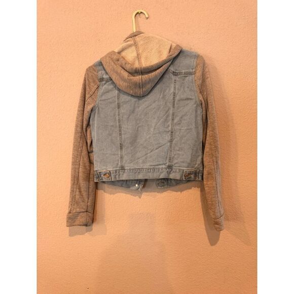 Love Tree Women's Size Small Hooded Denim Jacket Gray - Picture 2 of 3